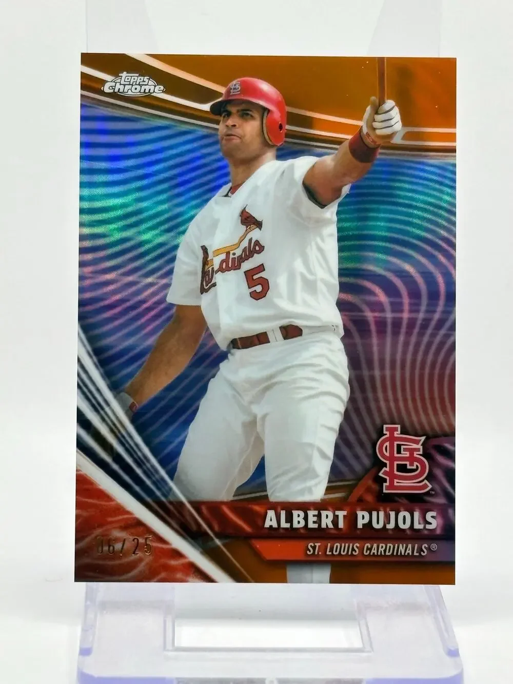 2026 Topps Chrome Albert Pujols Chrome Rivals Orange Refractor 6/25 SP Cardinals
